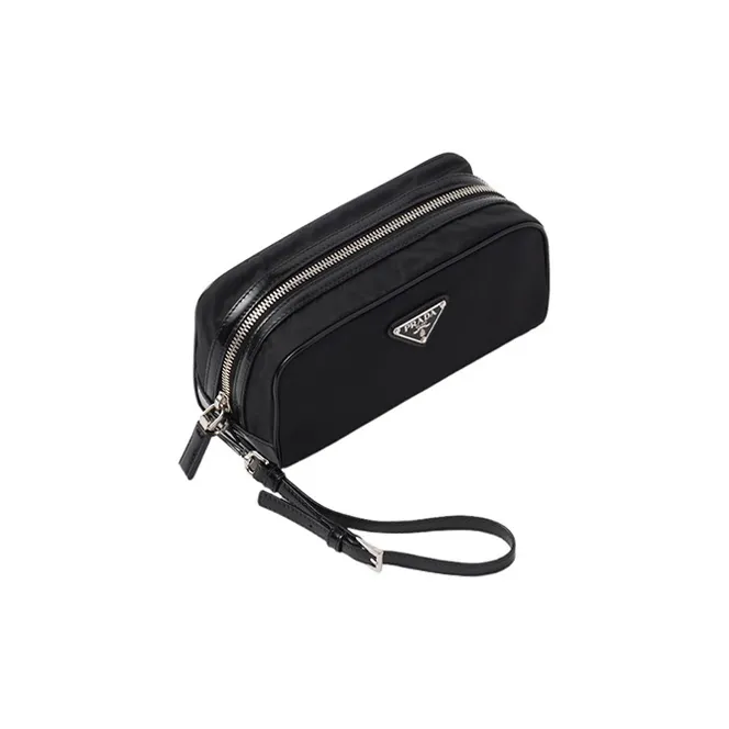 PRADA Re Nylon Fabric With Leather Clutch Regular Men's Black-1