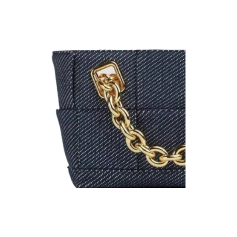 Bottega Veneta Chain Holder Denim Bag Blue-3
