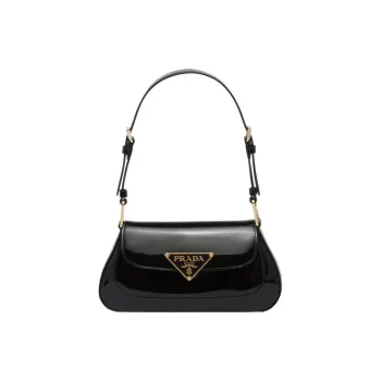 PRADA Patent Leather Shoulder Bag Regular Women's Black