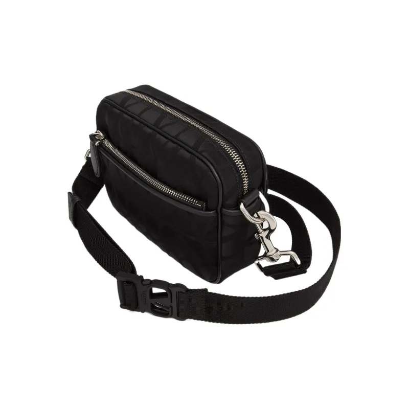 Valentino Calfskin Detail Crossbody Bag Shoulder Bag Men's Black-4