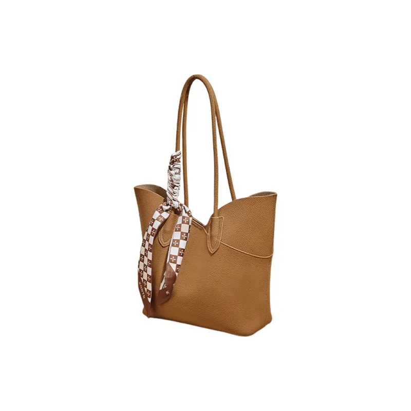 Safiya Cow Leather Shoulder Bag Large Size Women's Black/Brown-1