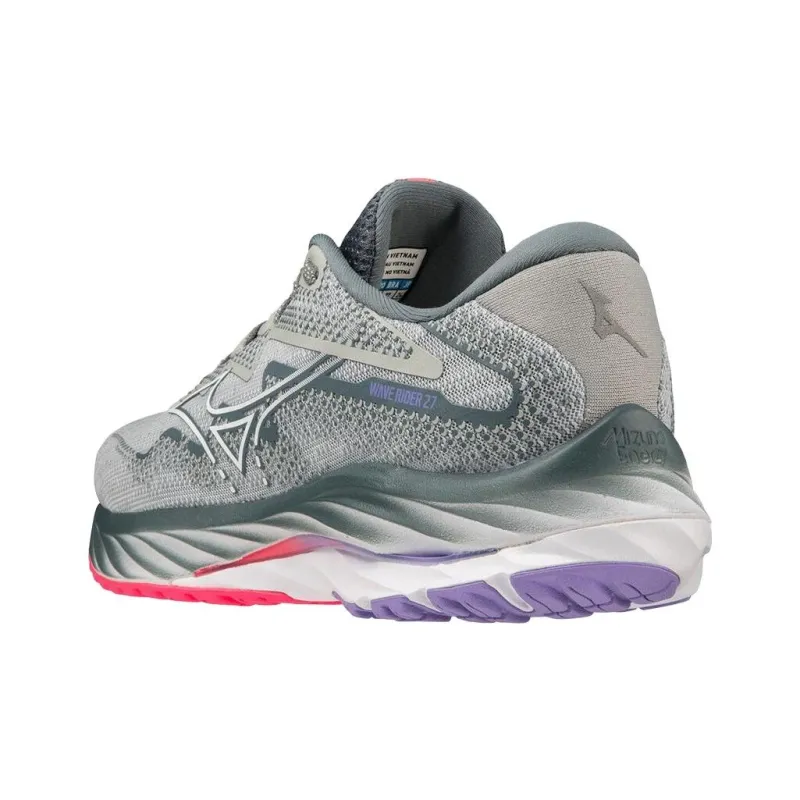 Mizuno Women's Wave Rider 27 'Pearl Blue Hi Vis Pink' Women's-3