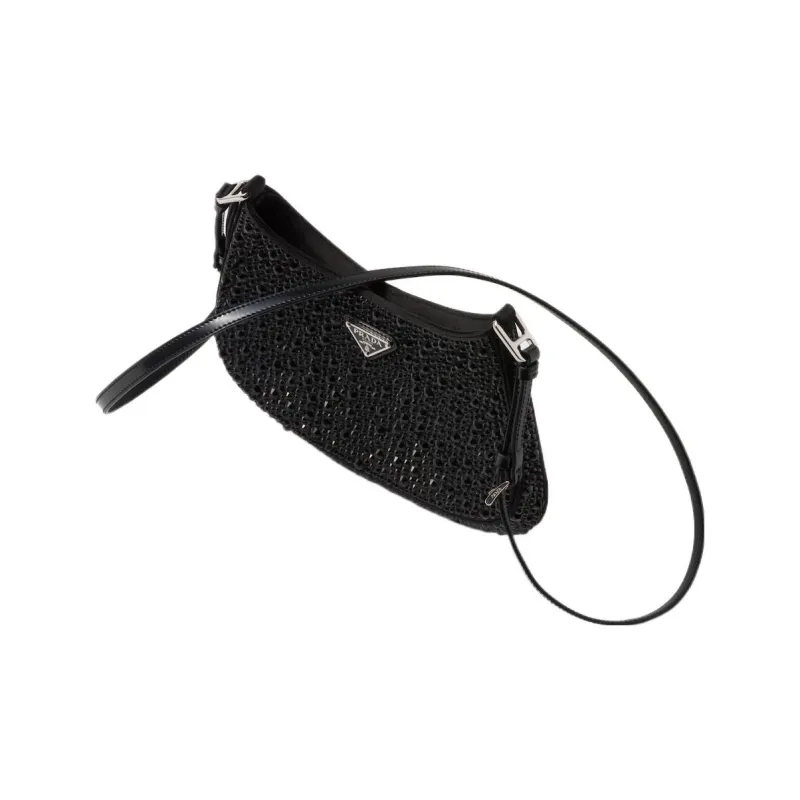 PRADA Cleo Fabric Shoulder Bag Women's Black-1