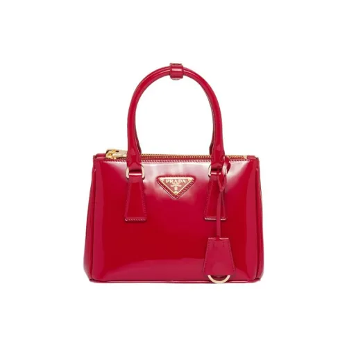 PRADA Patent Leather Shoulder Bag Crossbody Bag Handbag Mini Women's Cherry Red