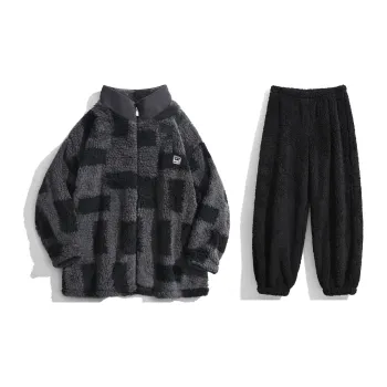 Same Language Pajama Set Men's Soft Feather Black Gray