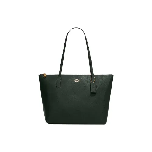 COACH Zip Top Mulberry tote Cross Grain Plein Mulberry tote Bag, Shopping Bag, Handbag, Shoulder Bag Women's Amazon Green