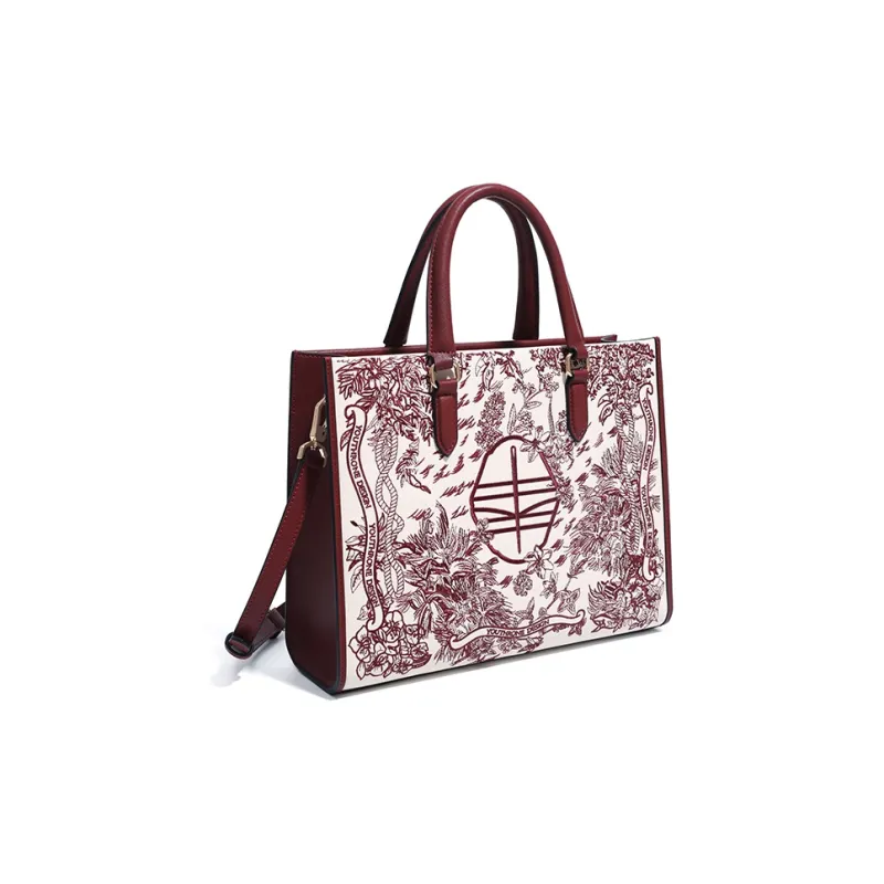 Forever Lucky Cow Leather Fashion Casual Commute Versatile Crossbody Tote Large Size Women's Sapphire Blue/Burgundy-7