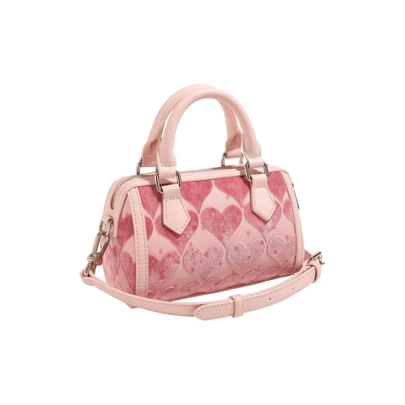 AILUXI Fabric Velour One Shoulder Handbag Regular Women's Peach Pink-2