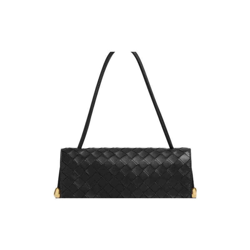 Bottega Veneta Trio Intreccio Pouch On Strap Mini Black-4