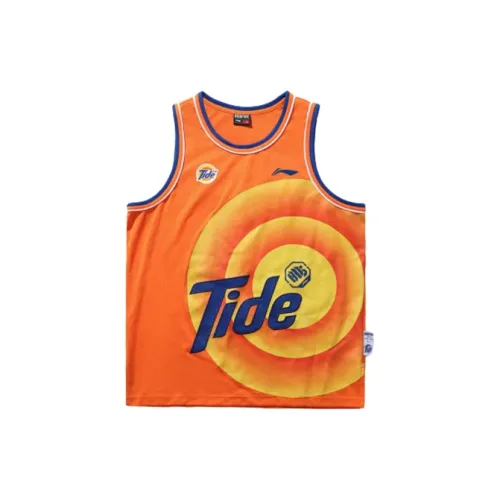 Tide X LINING Badfive Basketball Jerseys Men Orange Floral