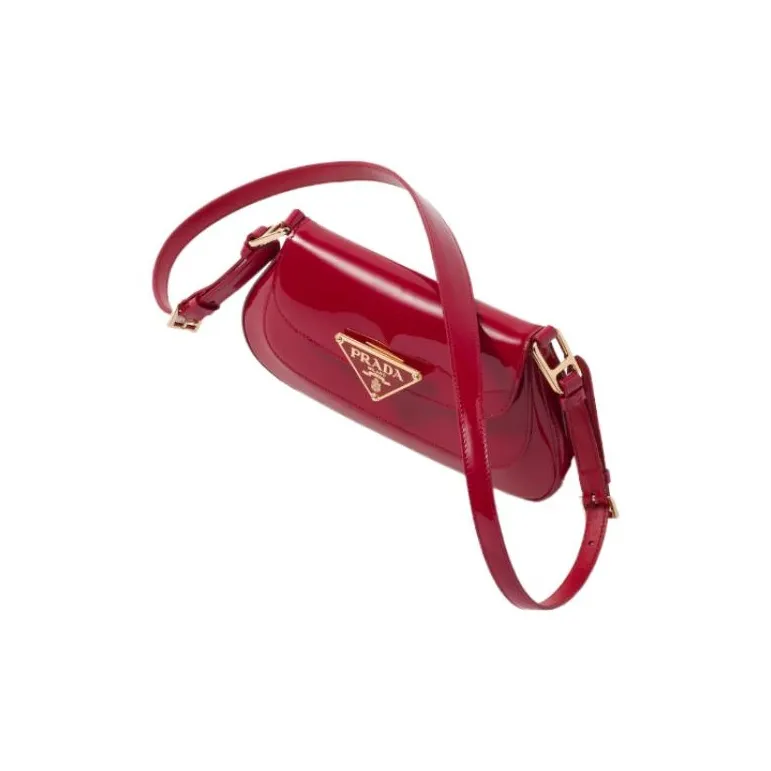 PRADA Patent Leather Shoulder Bag Regular Women's Cherry Red-1