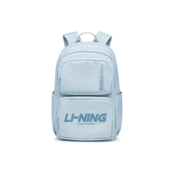 LiNing Sports Life Collection Fabric Student Backpack Unisex Gray Blue