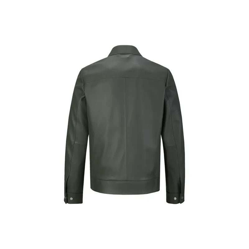 DAVID NAMAN Leather Jacket Men's Green-1