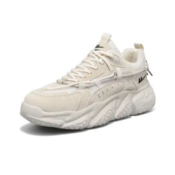 Warrior Cushioned Height Increase Warmth Low Top Chunky Sneakers Men's Beige