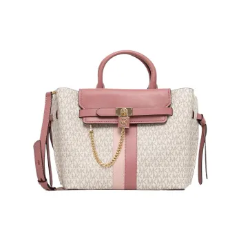 MICHAEL KORS Hamilton Legacy Leather Trim Handbag Tubas Women's Pink & White
