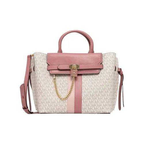 MICHAEL KORS Hamilton Legacy Leather Trim Handbag Tubas Women's Pink & White
