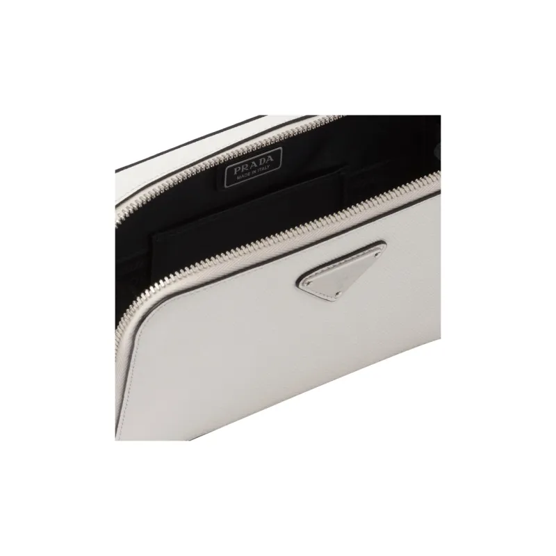 PRADA Brique Leather Crossbody Bag Shoulder Bag Men's White-4