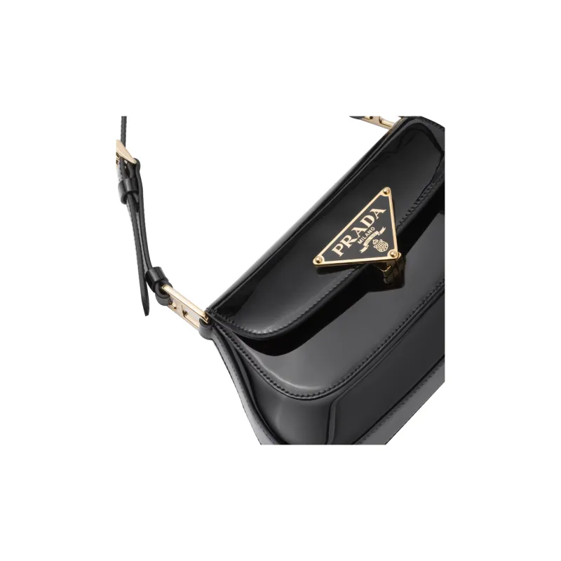 PRADA Patent Leather Shoulder Bag Regular Women's Black-4