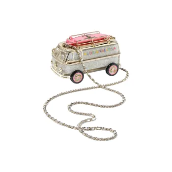CHANEL Resin Glass Enamel Rhinestone Evening Bag Shoulder Bag Mini Women's Silver & Pink