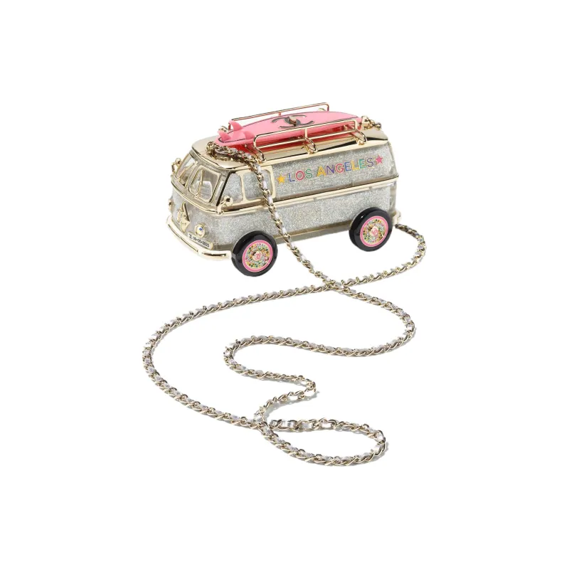 CHANEL Resin Glass Enamel Rhinestone Evening Bag Shoulder Bag Mini Women's Silver & Pink-0