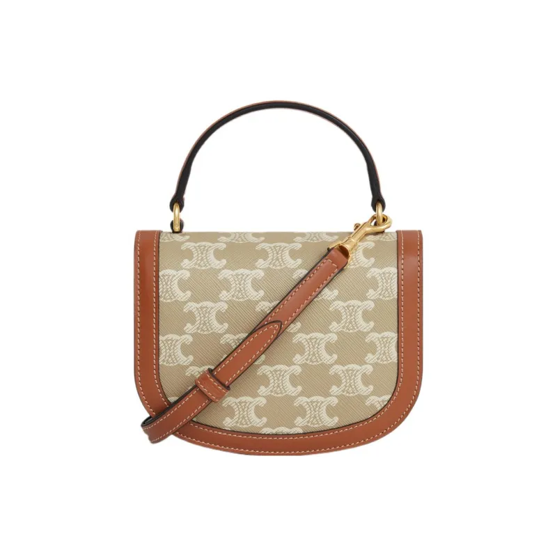 CELINE Besace Cow Leather Handbag Mini Women's Greige-2