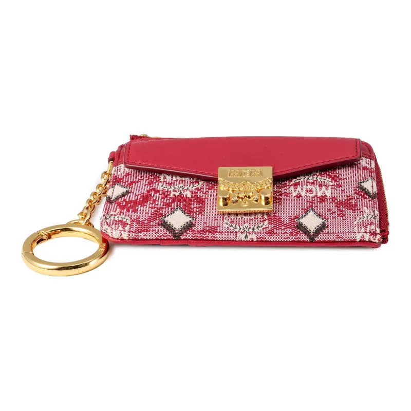 MCM Fabric With Leather Card Holder Mini Women's Red-2