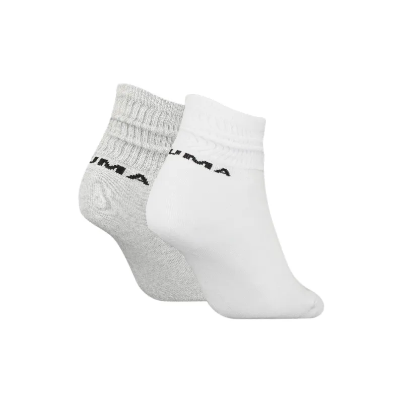 PUMA Women's Slouch Crew Socks 2 Pack Mid-Calf Socks Women's 2 Pack White+Gray-1