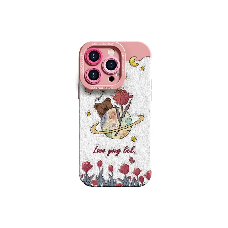 Lingtao Cute Style Phone Cases Apple 15promax/iPhone14plus/13pro/12/11 Eye Planet Tulip-0
