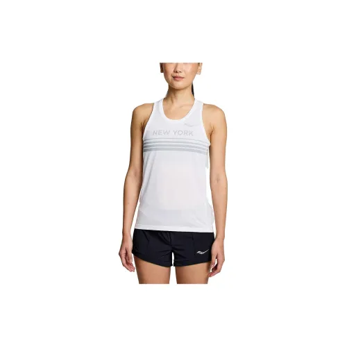 Saucony Stopwatch Tank Tops Women's White