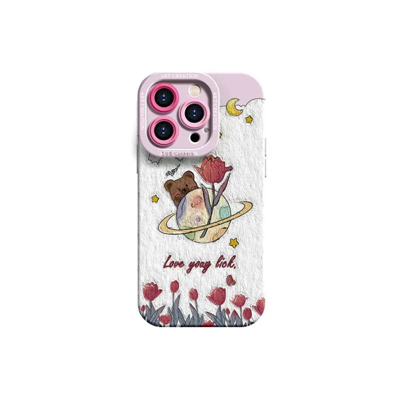 Lingtao Cute Style Phone Cases Apple 15promax/iPhone14plus/13pro/12/11 Eye Planet Tulip-6