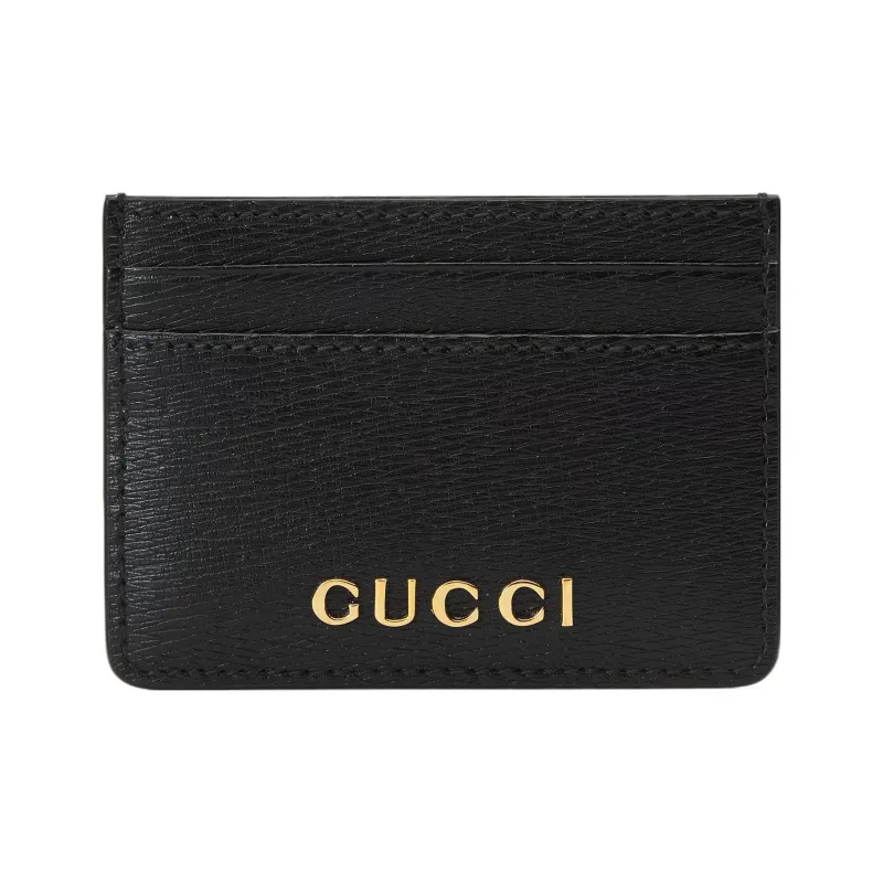 GUCCI Leather Card Holder Regular Women's Black-0