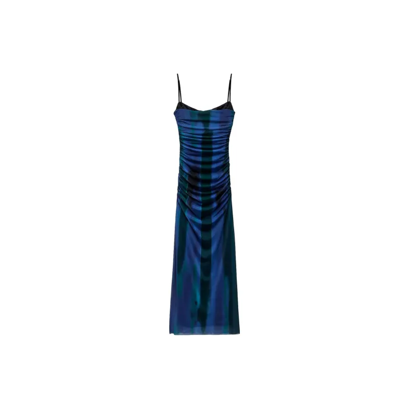 ZARA Slim Fit Long Slip Dress Women's Blue-1