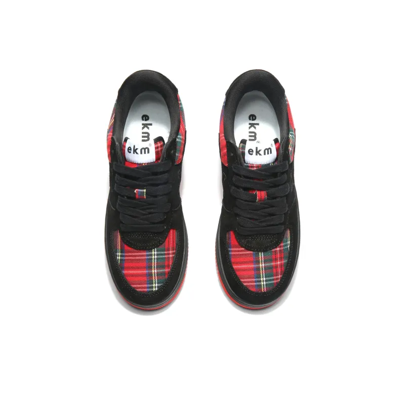 EKM Anti Slip And Wear Resistant Height Increasing Low Top Skateboard Shoes Unisex Red Black-3