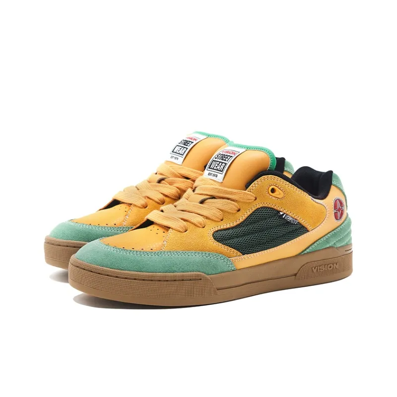 Vision Street Wear Savvy Puffy Shoes Low Top Skateboard Shoes Unisex Cantaloupe Yellow Green-2