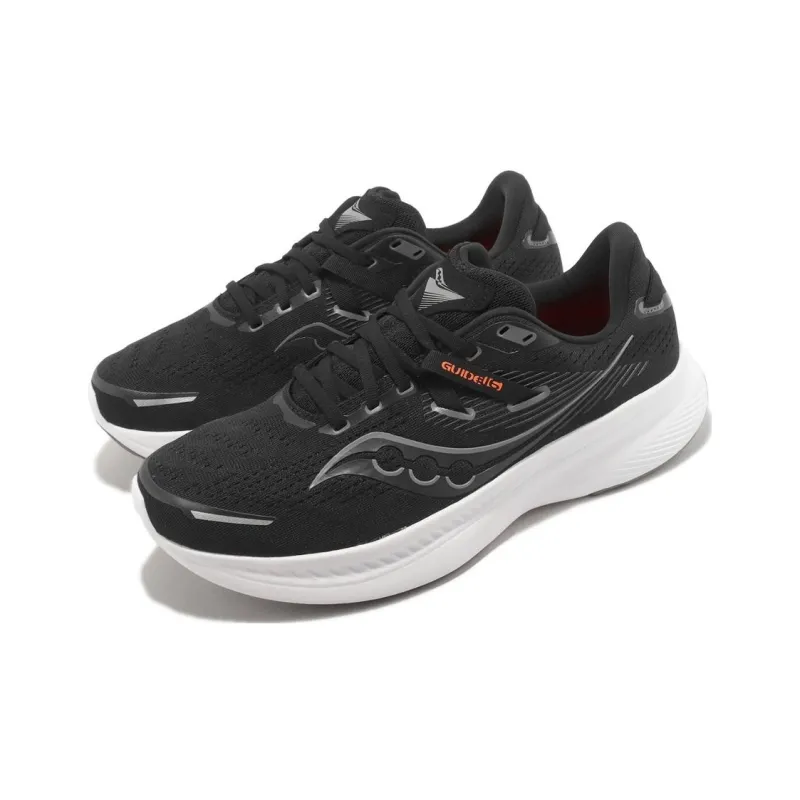 Saucony Guide 16 Durable Breathable Low Top Casual Running Shoes Men's Black Wide-2
