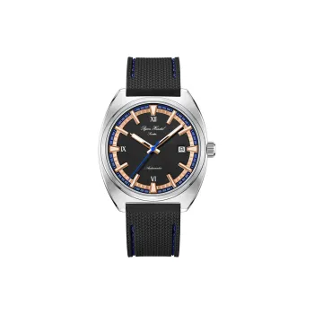 BJORN HENDAL Pino Collection Wrist Watch Automatic Mechanical Movement Rubber Band Strap Black Dial Unisex A02SA1R1