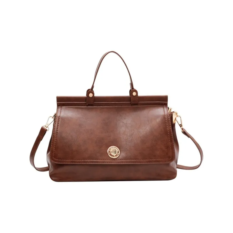 NOMK PU Tote Bag, Shopping Bag, Handbag, Crossbody Bag Medium Size Women's Black/Brown-7