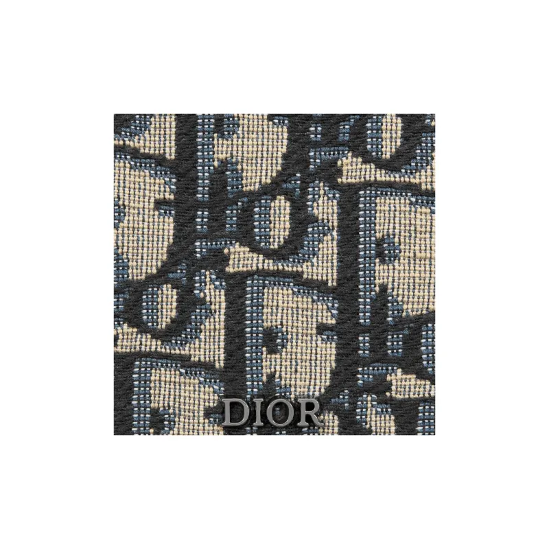 DIOR Oblique Printed Fabric Grain Cow Leather Card Holder Men's Beige & Black-3