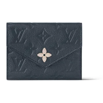 LOUIS VUITTON Victorine Empreinte Leather Wallet Regular Women's Marine Blue
