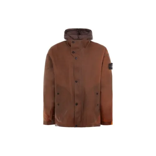 STONE ISLAND POLY STRATA Series Down Jackets Men Brown