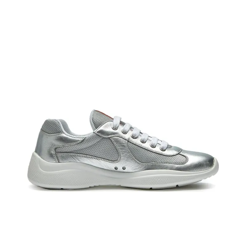 PRADA America's Cup Anti-Slip Wear-Resistant Low-Top Casual Shoes Men's Silver-1