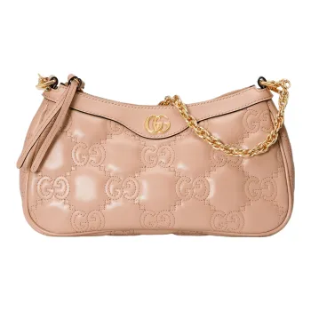 GUCCI GG Matelassé Leather Pochette, Shoulder Bag, Handbag, Shoulder Bag Women's Rose Beige