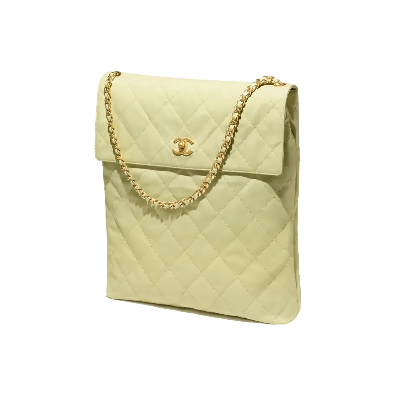 CHANEL Calfskin Hippie Bag, Crossbody Bag, Shoulder Bag Extra Large Women's Yellow Green-1