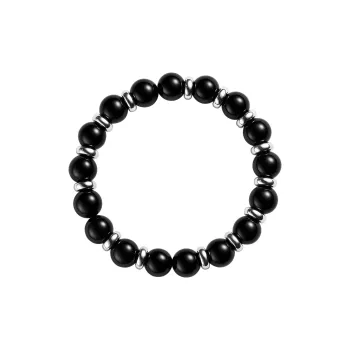 MYSH 925 Sterling Silver Obsidian Bracelets Men's