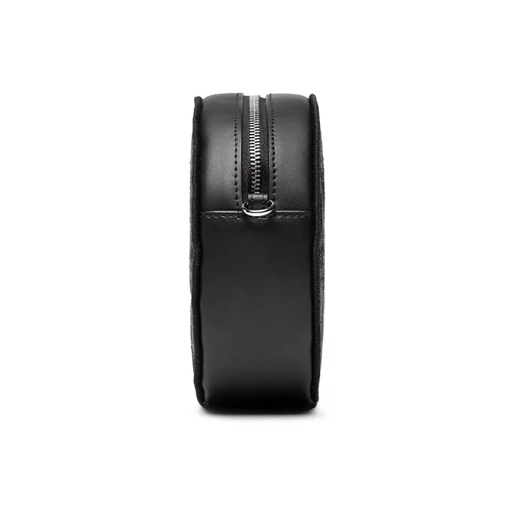 Furla Jacquard Fabric With Genuine Leather Accents Small Round Bag Shoulder Bag Crossbody Bag Small Size Women's Black-4