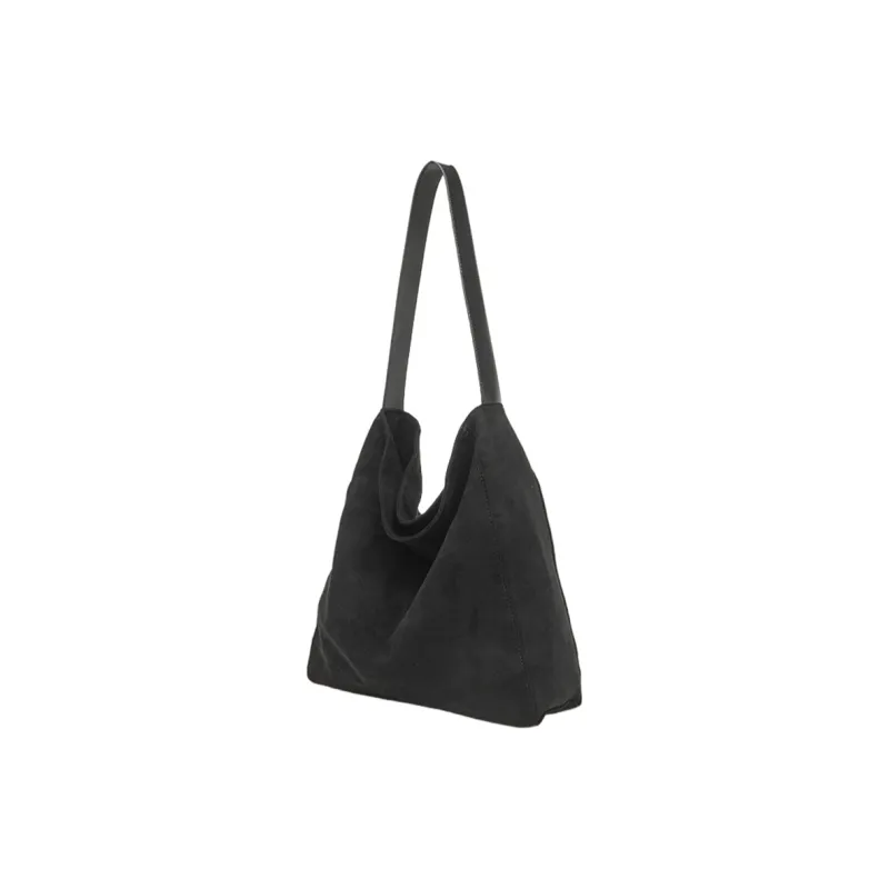 NOMK PU With Suede Tote Shoulder Bag Medium Size Women's Black/Olive/Brown-1