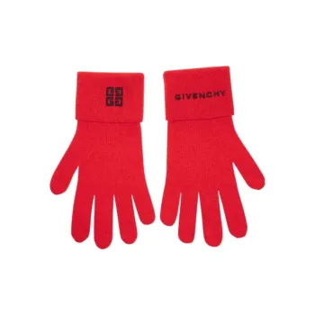 GIVENCHY Knit Gloves Unisex Red/Yellow