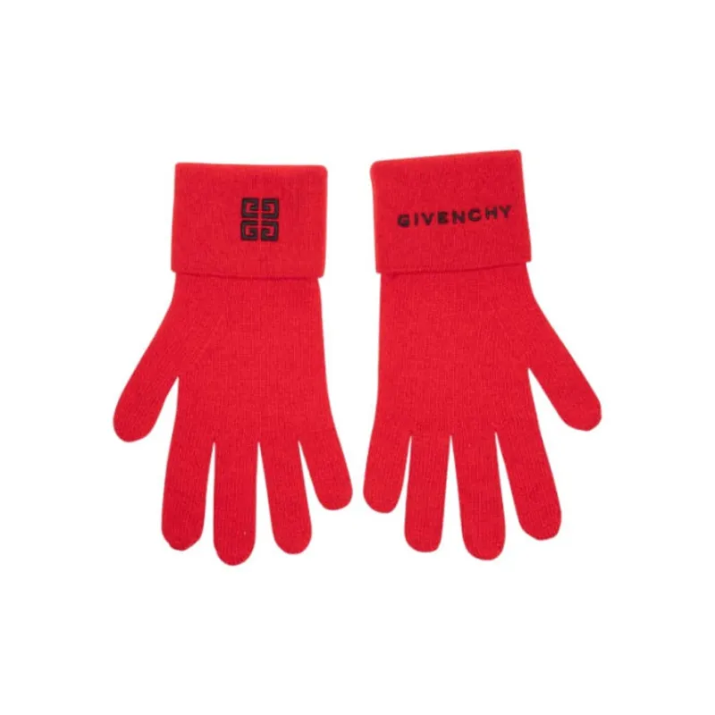 GIVENCHY Knit Gloves Unisex Red/Yellow-0