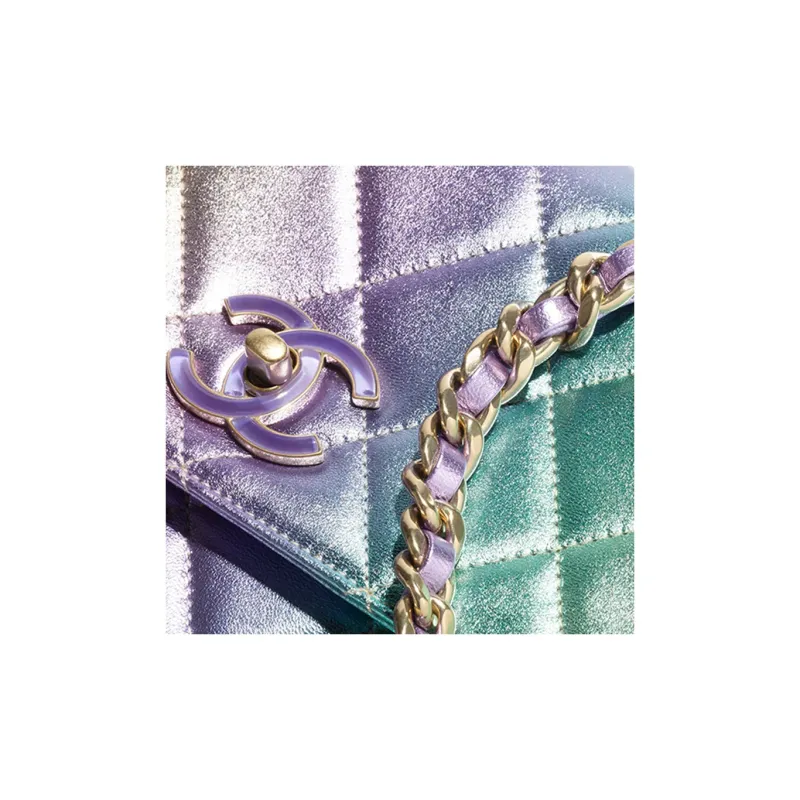 CHANEL Gradient Metal Texture Lambskin Shoulder Bag, Crossbody Bag Tubas Women's Iridescent Pink & Purple & Green-3
