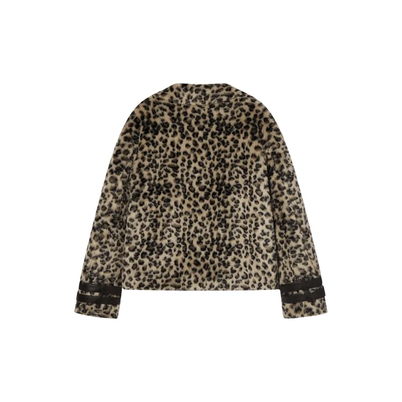 I'M ONE Cropped Coats Women's Leopard Print-1